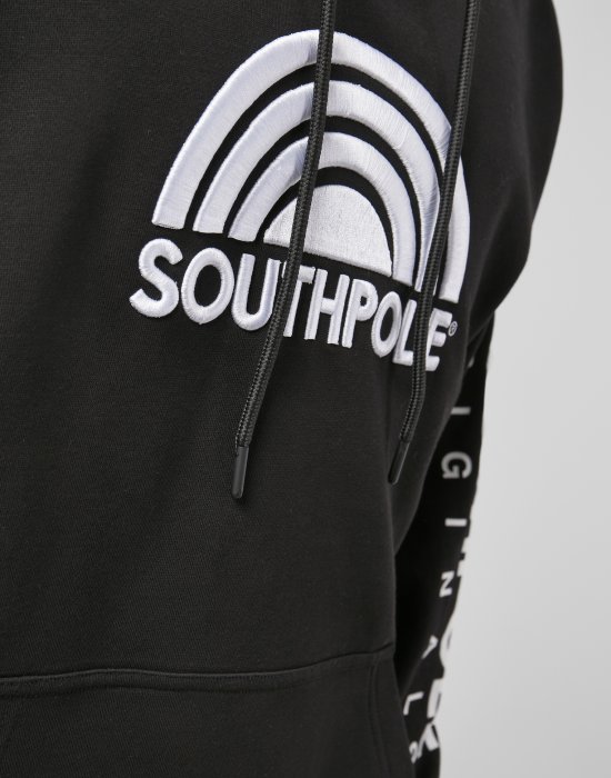 Мъжки суичър в черен  цвят с голямо лого Southpole 3D Embroidery Hoody black, Southpole, Суичъри - Complex.bg