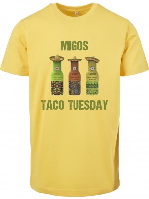 Мъжка тениска в жълт цвят Mister Tee Migos Tuesday Taco Tee taxi yellow 