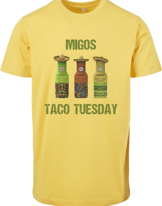 Мъжка тениска в жълт цвят Mister Tee Migos Tuesday Taco Tee taxi yellow, Mister Tee, Тениски - Complex.bg