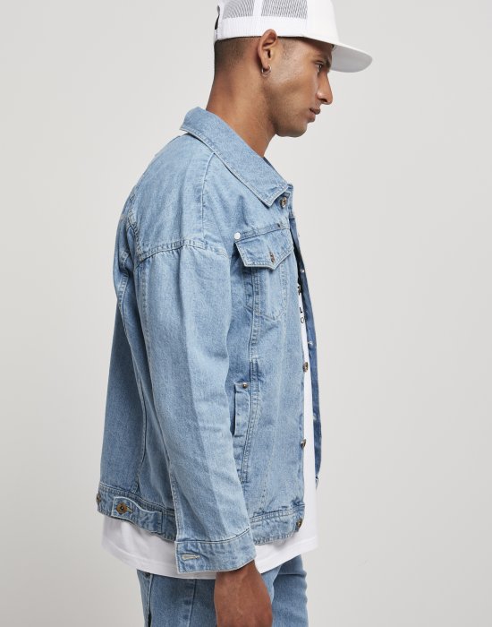 Мъжко дънково яке в син цвят Southpole Script Denim Jacket mid blue, Southpole, Якета Пролет / Есен - Complex.bg