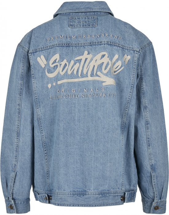 Мъжко дънково яке в син цвят Southpole Script Denim Jacket mid blue, Southpole, Якета Пролет / Есен - Complex.bg