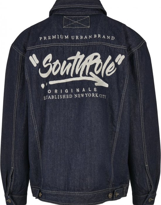 Мъжко дънково яке в цвят индиго Southpole Script Denim Jacket raw indigo, Southpole, Якета Пролет / Есен - Complex.bg