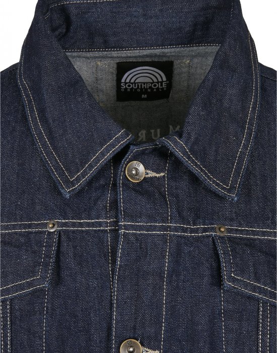 Мъжко дънково яке в цвят индиго Southpole Script Denim Jacket raw indigo, Southpole, Якета Пролет / Есен - Complex.bg