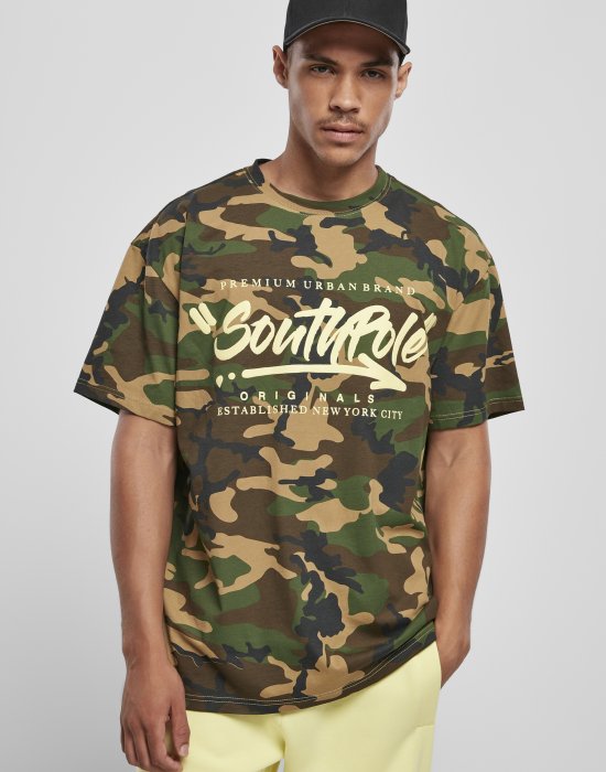 Мъжка тениска в камуфлажен цвят Southpole Short Sleeve Tee korean camo, Southpole, Тениски - Complex.bg