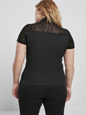 Дамска тениска в черно Urban Classics Ladies Flock Lace Turtleneck 