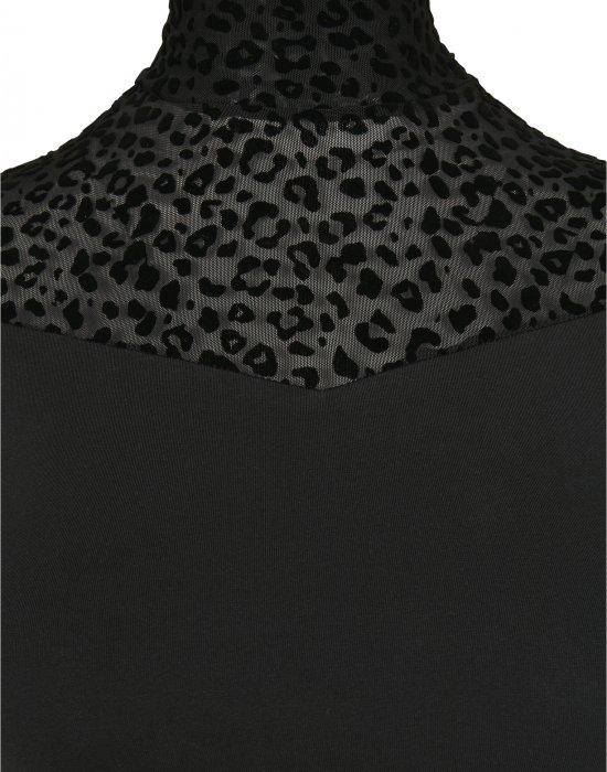 Дамска тениска в черно Urban Classics Ladies Flock Lace Turtleneck, Urban Classics, Тениски - Complex.bg