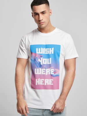 Мъжка тениска в бял цвят Mister Tee Wish you were here Tee white 