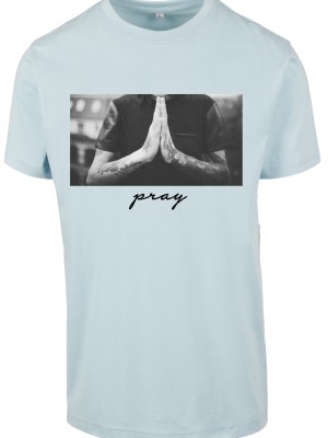 Мъжка тениска в светлосин цвят Mister Tee Pray Tee ocean blue 
