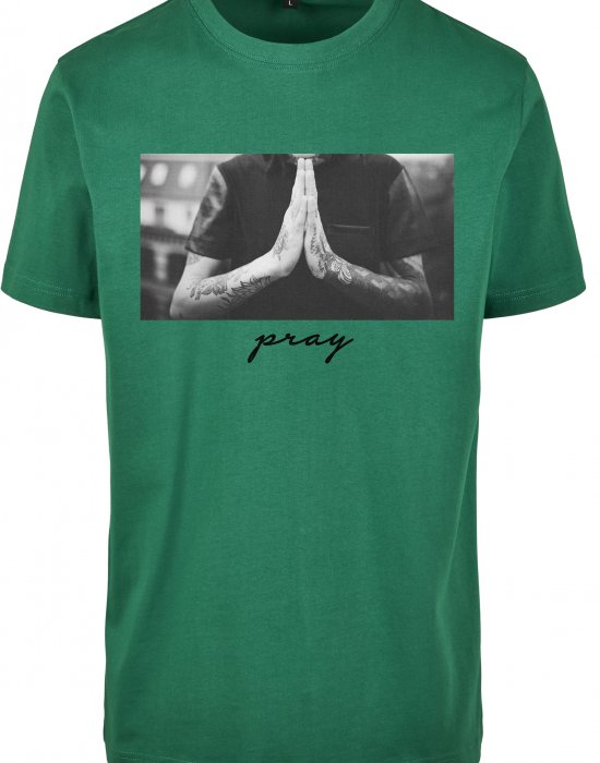 Мъжка тениска в зелен цвят Mister Tee Pray Tee forest green, Mister Tee, Тениски - Complex.bg