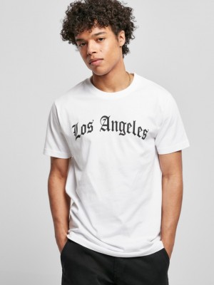 Мъжка тениска в бял цвят Mister Tee Los Angeles Wording Tee white 