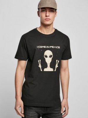 Мъжка тениска в черен цвят Mister Tee I Come In Peace Tee black 