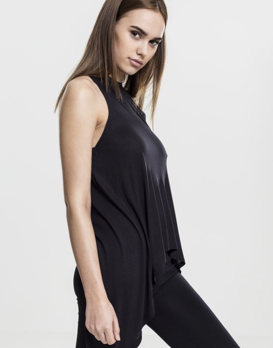 Дамски потник в черен цвят Urban Classics Ladies HiLo Viscose Top black, Urban Classics, Топове - Complex.bg