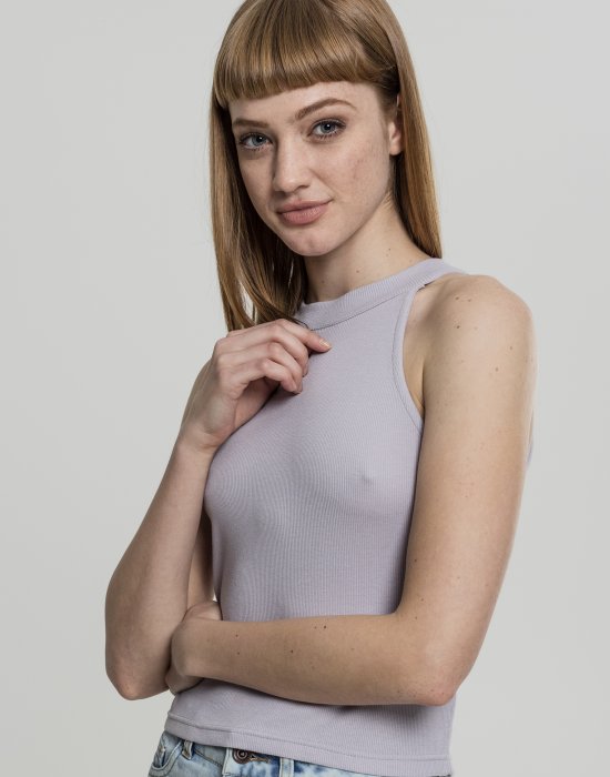 Дамски топ в сив цвят Urban Classics Ladies Rib Turtleneck Cropped Top grey, Urban Classics, Топове - Complex.bg