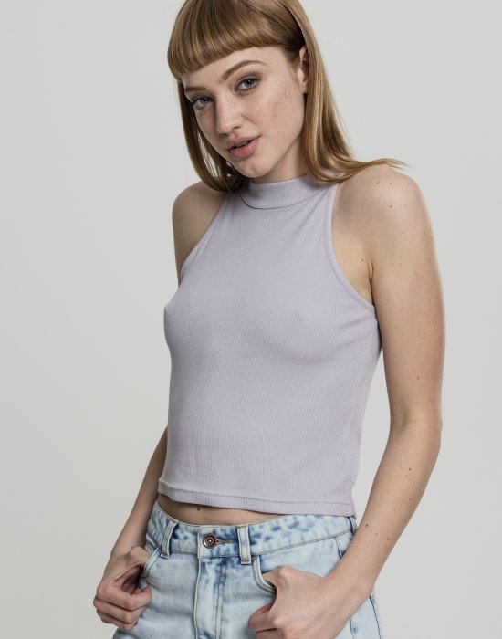 Дамски топ в сив цвят Urban Classics Ladies Rib Turtleneck Cropped Top grey, Urban Classics, Топове - Complex.bg