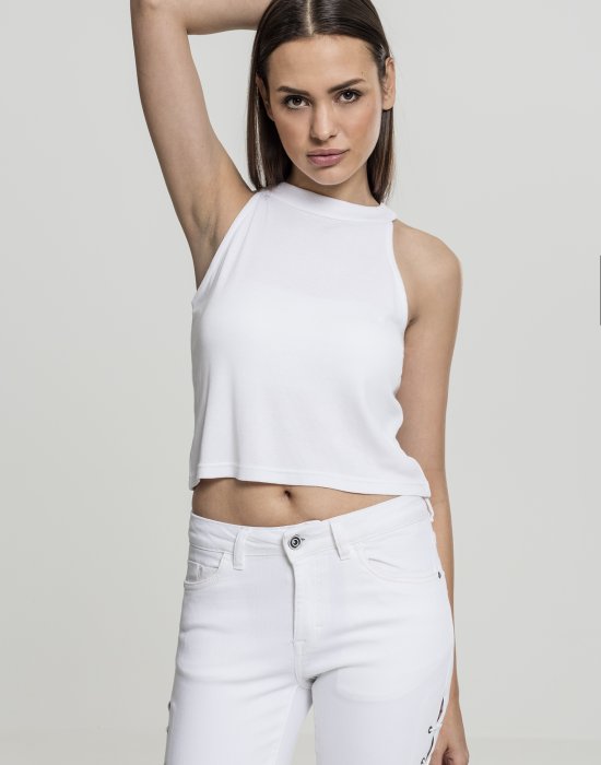 Дамски топ в бял цвят Urban Classics Ladies Rib Turtleneck Cropped Top white, Urban Classics, Топове - Complex.bg