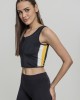 Дамски спортен топ с цип в черен цвят Urban Classics Ladies Side Stripe Cropped Zip Top black/white/chromeyellow, Urban Classics, Топове - Complex.bg