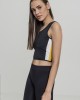 Дамски спортен топ с цип в черен цвят Urban Classics Ladies Side Stripe Cropped Zip Top black/white/chromeyellow, Urban Classics, Топове - Complex.bg