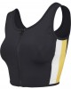 Дамски спортен топ с цип в черен цвят Urban Classics Ladies Side Stripe Cropped Zip Top black/white/chromeyellow, Urban Classics, Топове - Complex.bg