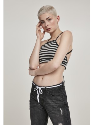 Дамски топ в сиво и черно райе Urban Classics Ladies Triangle Top black/grey 