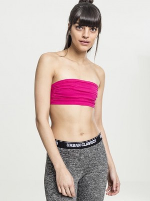 Дамски топ в цикламен цвят Urban Classics Ladies Bandeau Top fuchsia 
