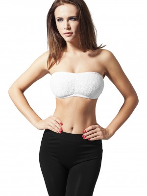 Дамски дантелен топ в бял цвят Urban Classics Ladies Laces Bandeau white 