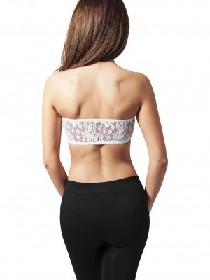 Дамски дантелен топ в бял цвят Urban Classics Ladies Laces Bandeau white 