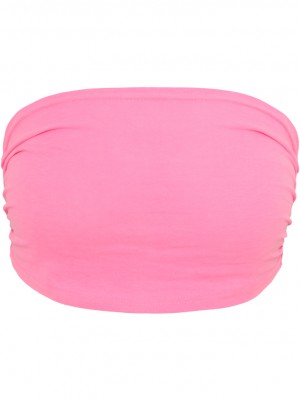 Дамски топ в розов цвят Urban Classics Ladies Neon Bandeau Top neonpink 
