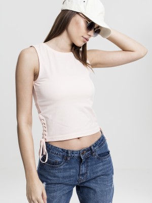 Дамски топ в розов цвят Urban Classics Ladies Lace Up Cropped Top pink 