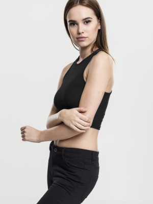 Дамски топ в черен цвят Urban Classics Ladies Cropped Rib Top black 
