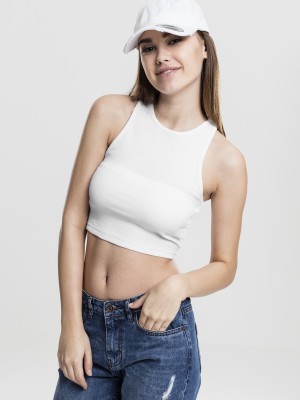 Дамски топ в бял цвят Urban Classics Ladies Cropped Rib Top white 