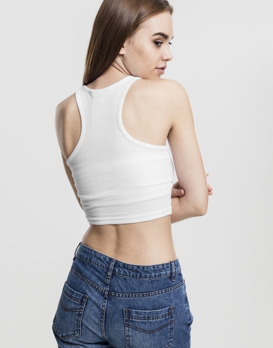 Дамски топ в бял цвят Urban Classics Ladies Cropped Rib Top white, Urban Classics, Топове - Complex.bg