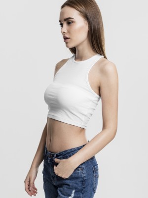 Дамски топ в бял цвят Urban Classics Ladies Cropped Rib Top white 