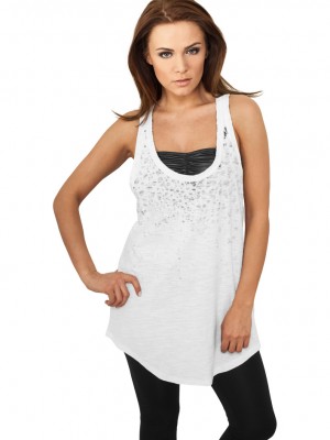 Дамски потник в бял леопардов десен Urban Classics Ladies Long Leo Print Loose Tank wht/blk 