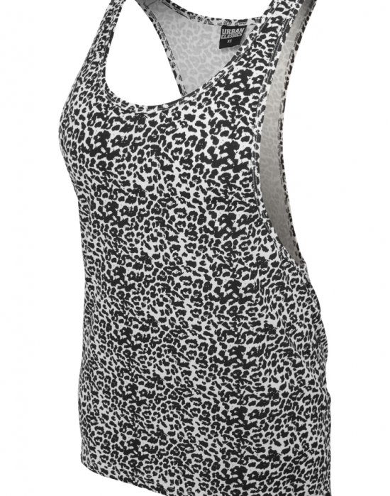 Дамски потник в бяло и черно леопардов десен Urban Classics Ladies Leo Loose Tank blk/wht, Urban Classics, Топове - Complex.bg