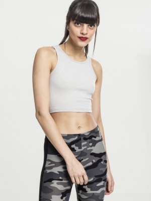 Дамски топ в сив цвят Urban Classics Ladies Rib Cropped Top grey 