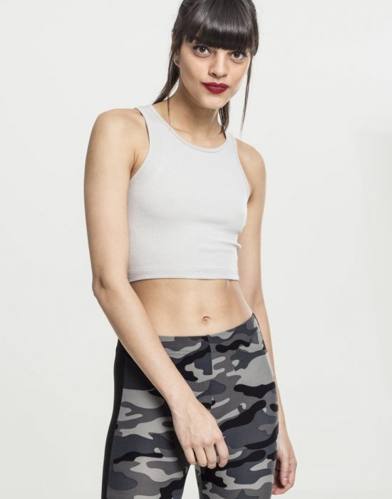 Дамски топ в сив цвят Urban Classics Ladies Rib Cropped Top grey, Urban Classics, Топове - Complex.bg