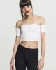 Дамски топ в бял цвят Urban Classics Ladies Cropped Cold Shoulder Smoke Top white, Urban Classics, Топове - Complex.bg