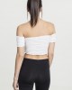 Дамски топ в бял цвят Urban Classics Ladies Cropped Cold Shoulder Smoke Top white, Urban Classics, Топове - Complex.bg