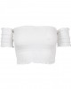 Дамски топ в бял цвят Urban Classics Ladies Cropped Cold Shoulder Smoke Top white, Urban Classics, Топове - Complex.bg