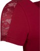 Дамска тениска в бургунди цвят Urban Classics Ladies Lace Shoulder Striped Tee burgundy, Urban Classics, Тениски - Complex.bg
