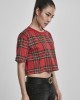 Дамска карирана къса тениска Urban Classics Ladies AOP Tartan Short Oversized Tee red/blk, Urban Classics, Тениски - Complex.bg