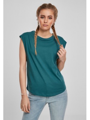 Дамска тениска в синьо-зелен цвят Urban Classics Ladies Basic Shaped Tee teal 