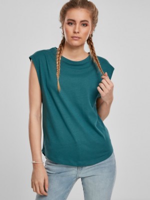 Дамска тениска в синьо-зелен цвят Urban Classics Ladies Basic Shaped Tee teal 