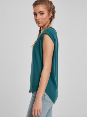 Дамска тениска в синьо-зелен цвят Urban Classics Ladies Basic Shaped Tee teal 