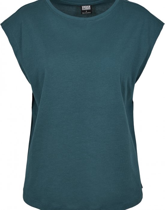 Дамска тениска в синьо-зелен цвят Urban Classics Ladies Basic Shaped Tee teal, Urban Classics, Тениски - Complex.bg