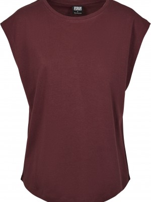 Дамска тениска в тъмночервен цвят Urban Classics Ladies Basic Shaped Tee cherry 