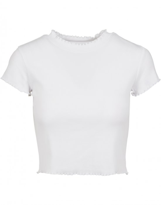 Дамска къса тениска в бял цвят Urban Classics Ladies Cropped Rib Tee white XXL, Urban Classics, Тениски - Complex.bg