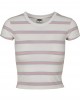 Дамска къса тениска на райета в бял цвят Urban Classics Ladies Stripe Cropped Tee white/girlypink, Urban Classics, Тениски - Complex.bg