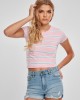 Дамска къса тениска на райета в розов цвят Urban Classics Ladies Stripe Cropped Tee girlypink/oceanblue, Urban Classics, Тениски - Complex.bg