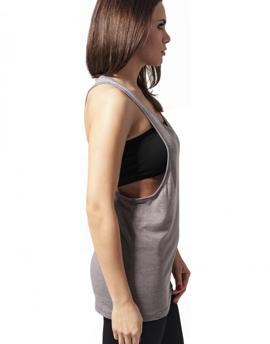 Дамски потник в цвят маслина Urban Classics Ladies Loose Burnout Tank olive, Urban Classics, Топове - Complex.bg